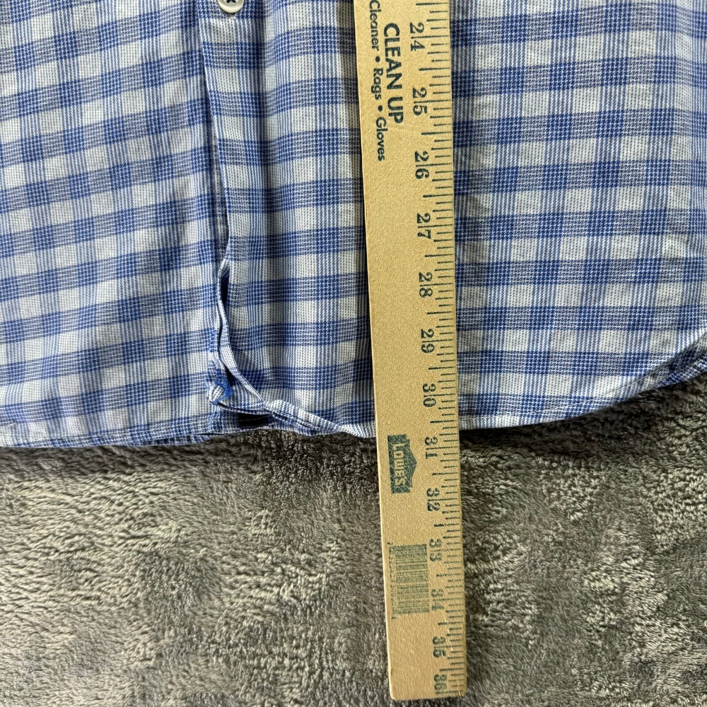 Michelsons London Mens XL Blue Checkered Long Sleeve Button Down Dress Shirt - Picture 7 of 9